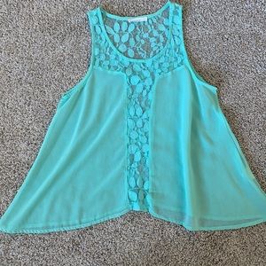 Women’s LUSH nordstrom turquoise lace top XS